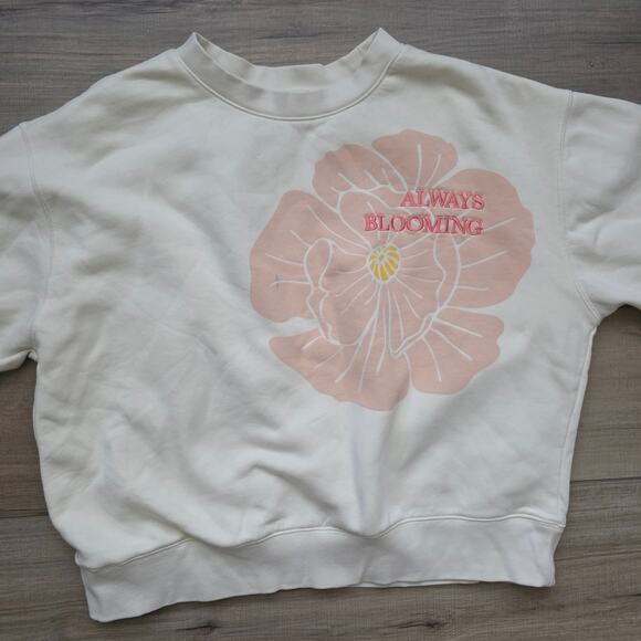 Com Meant Always Blooming Crewneck Fleece Pullover Sweater Women Sz M - Picture 8 of 9